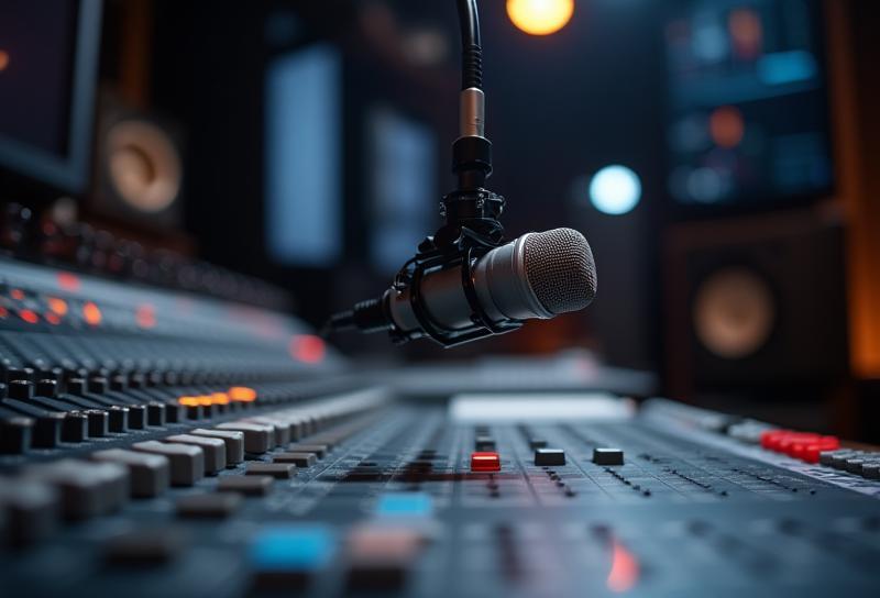 Equipamento de estúdio de rádio profissional.